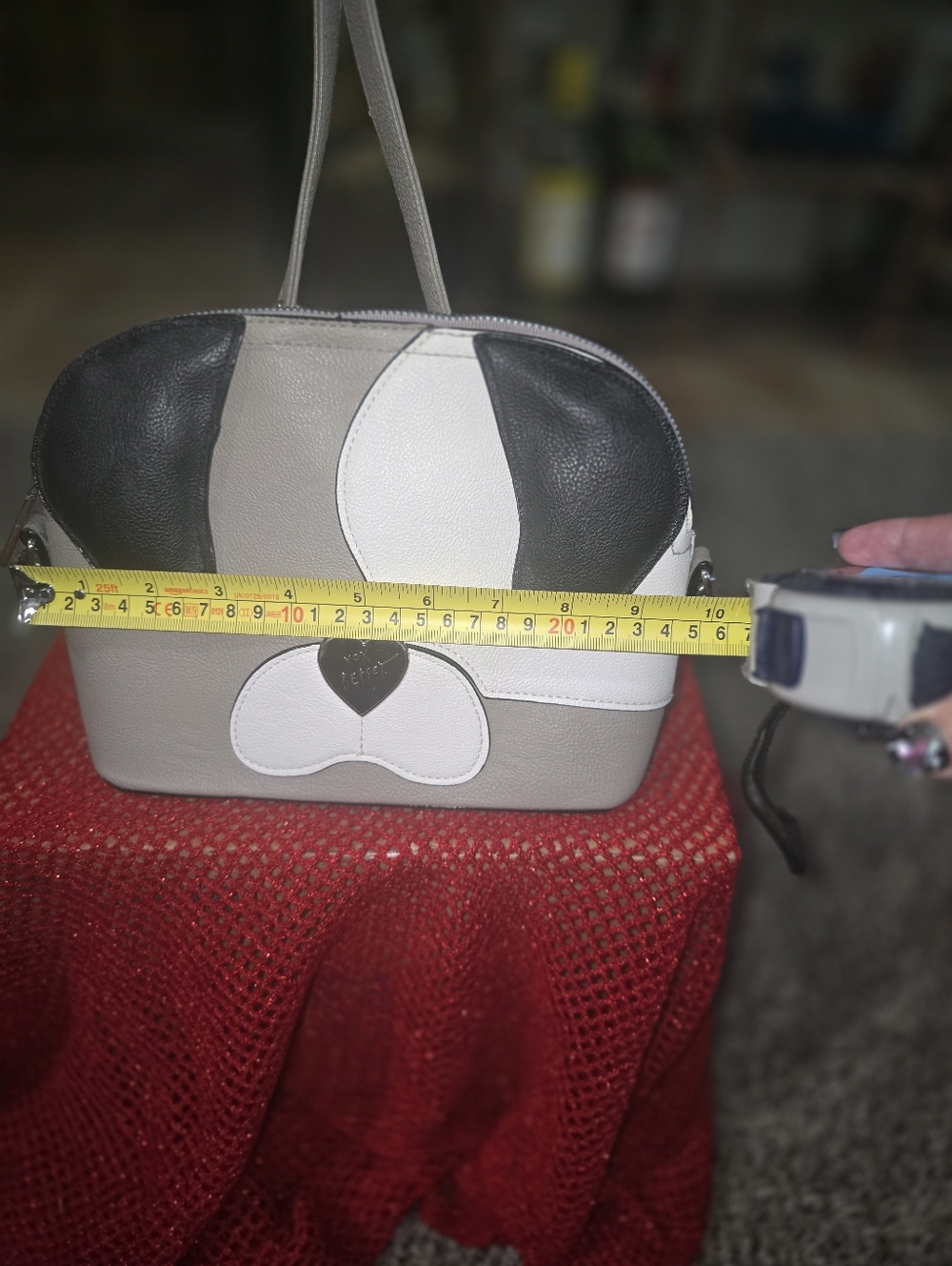 Betsey Johnson Black White Gray Puppy Applique Crossbody In Preloved Condition - Picture 12 of 12